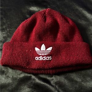 Adidas Burgundy Beanie with White Logo